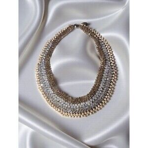 Rush Denis & Charles Crystal Collar Necklace Champagne Silver Ombré Magnetic